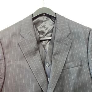 Ralph Lauren 2-Piece Wool Pinstripe Suit Jacket & Vest 42L Made in Canada